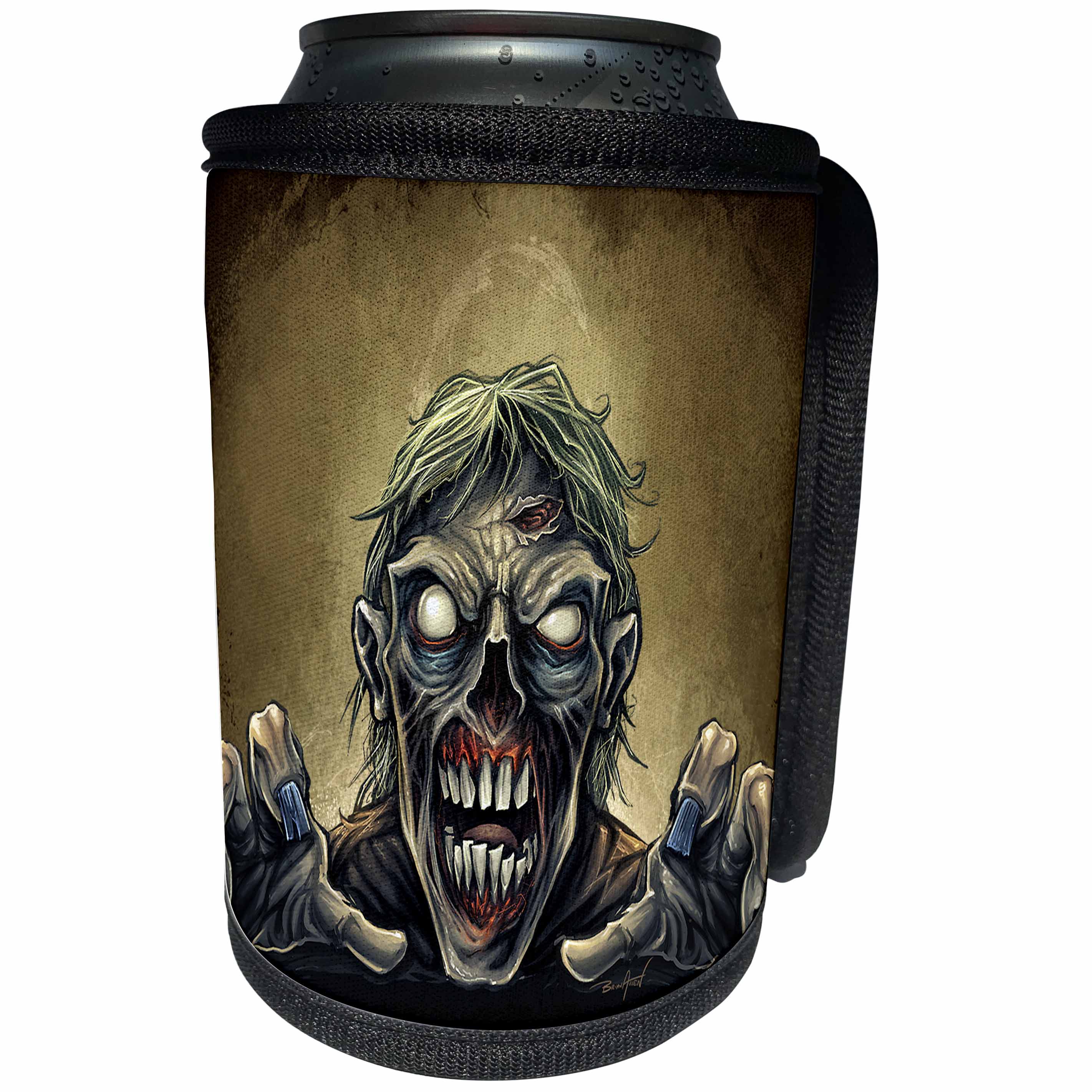 3dRose Dark, Creepy, Zombie, Illustrations - Zombie crawling towards you - Can Cooler Bottle Wrap (cc_252474)