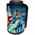3dRose Doreen Erhardt Interfaith Collection - Boy in a Yamuka and Girl in a Santa Hat Winter Interfaith Painting - Can Cooler Bottle Wrap (cc_252476)