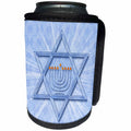 3dRose Doreen Erhardt Hanukkah Collection - Star of David Themed Hanukkah Menorah with Festival of Lights - Can Cooler Bottle Wrap (cc_252478)