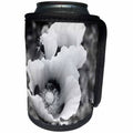 3dRose WhiteOaks Photography and Artwork - Poppy Flowers - Late for Meeting is a black and white photo of a bee and poppy flower - Can Cooler Bottle Wrap (cc_252495)
