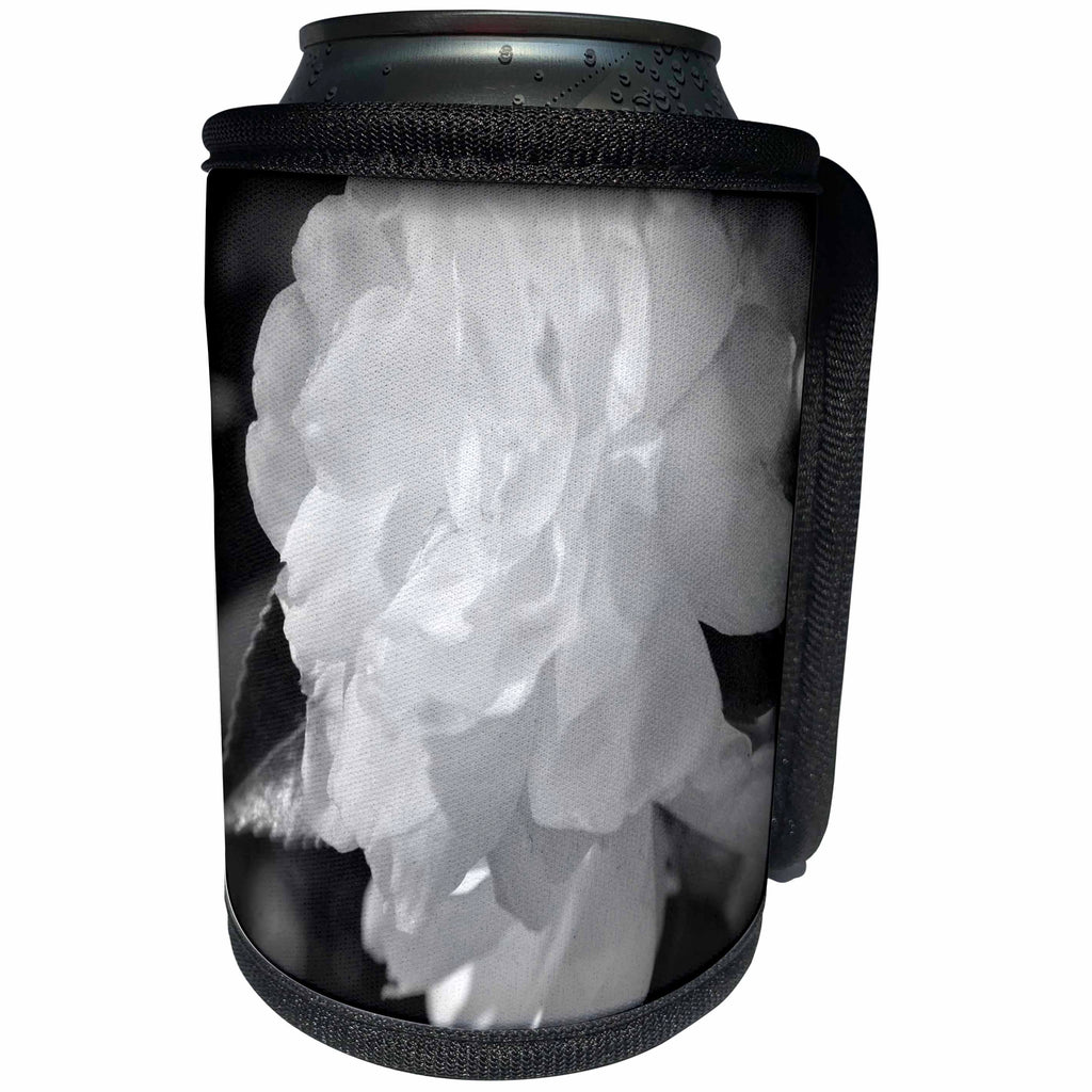 3dRose WhiteOaks Photography and Artwork - Camellia Flower - Black and White Camellia is a black and white photo of a camellia - Can Cooler Bottle Wrap (cc_252511)