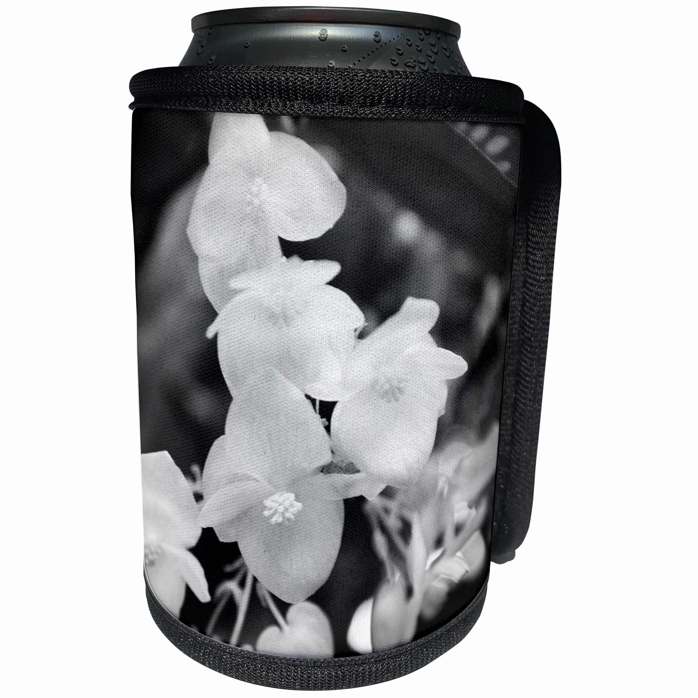 3dRose WhiteOaks Photography and Artwork - Black and White - Black and White Angel Wings is a photo of beautiful garden flowers - Can Cooler Bottle Wrap (cc_252514)