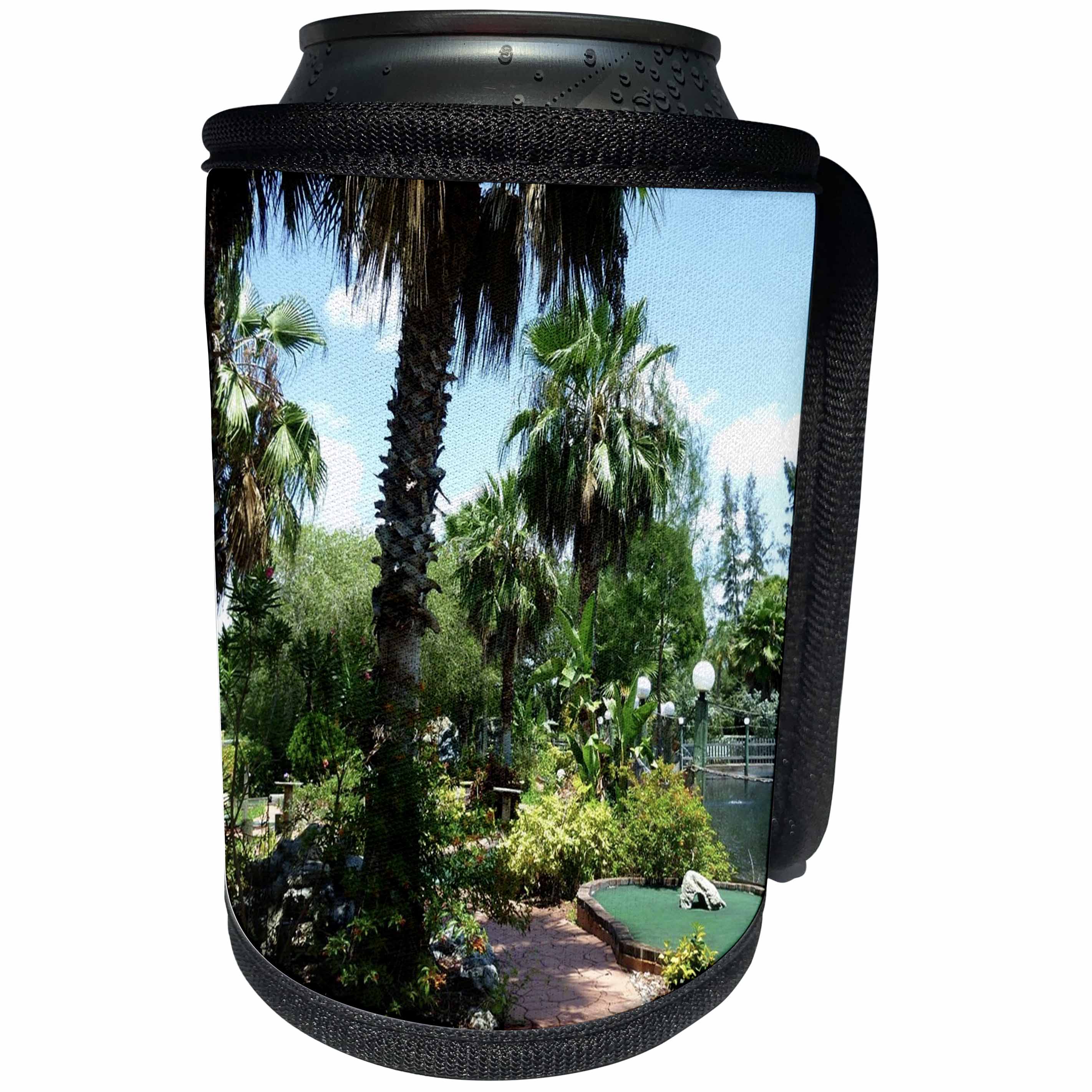 3dRose Florene Tropical Landscape - Tropical Mini Golf - Can Cooler Bottle Wrap (cc_25254)