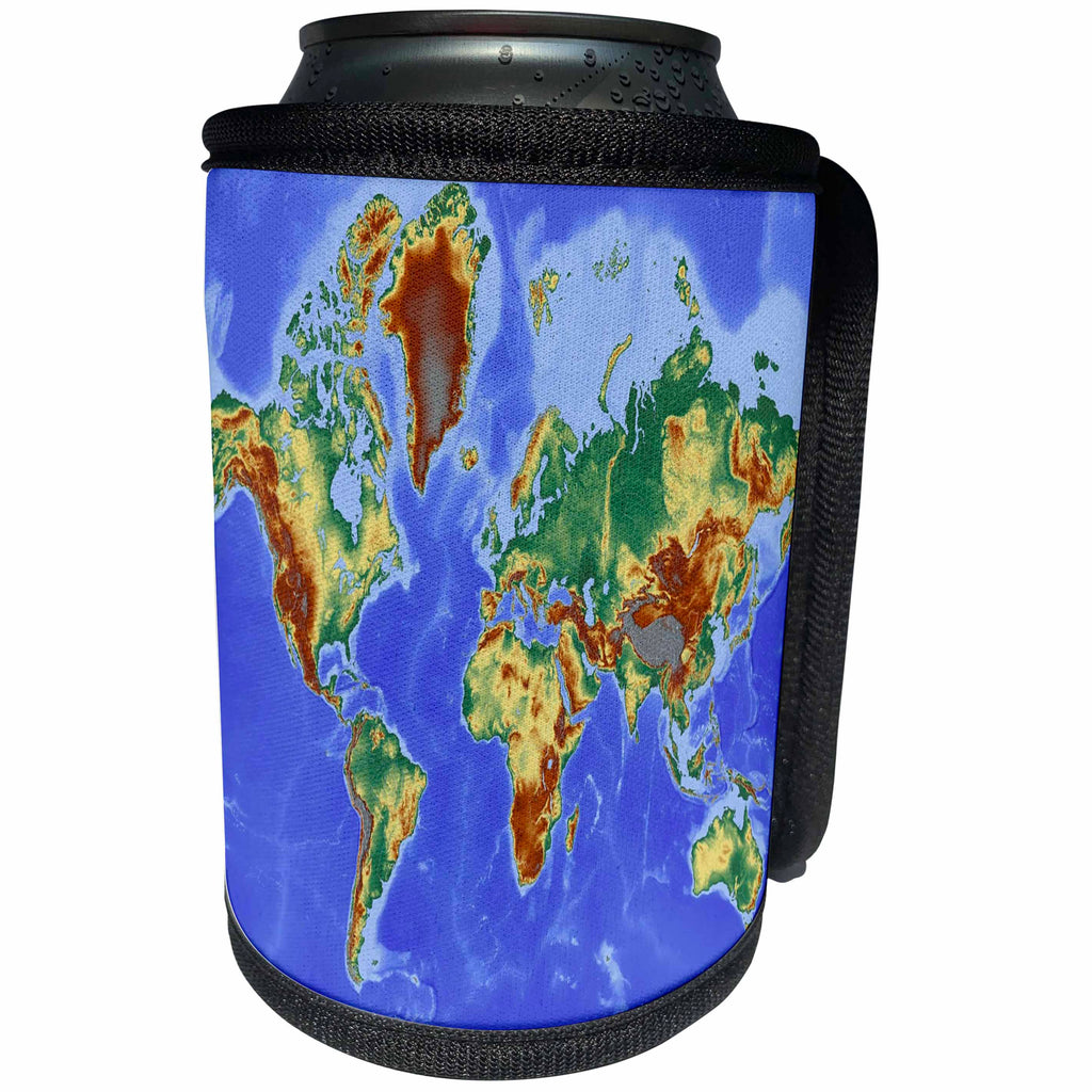 3dRose Florene Maps In Exotic Outline - Image of World Map In Color - Can Cooler Bottle Wrap (cc_252554)