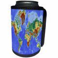 3dRose Florene Maps In Exotic Outline - Image of World Map In Color - Can Cooler Bottle Wrap (cc_252554)