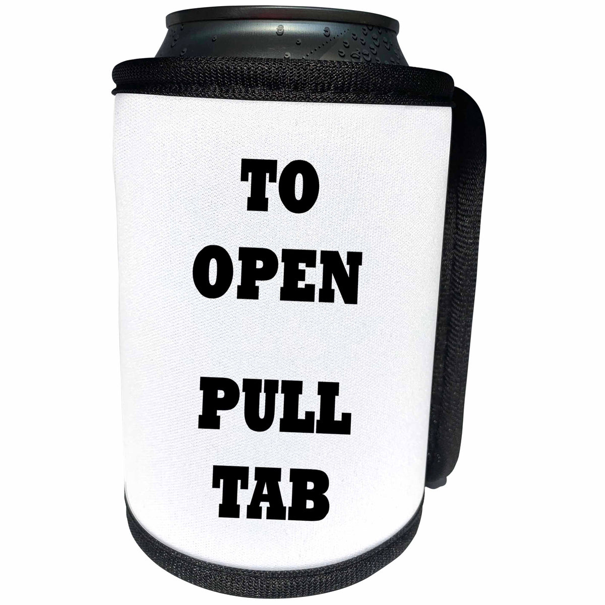 3dRose Florene Humorous Instructions - Image of Humor Saying To Open Pull Tab - Can Cooler Bottle Wrap (cc_252556)