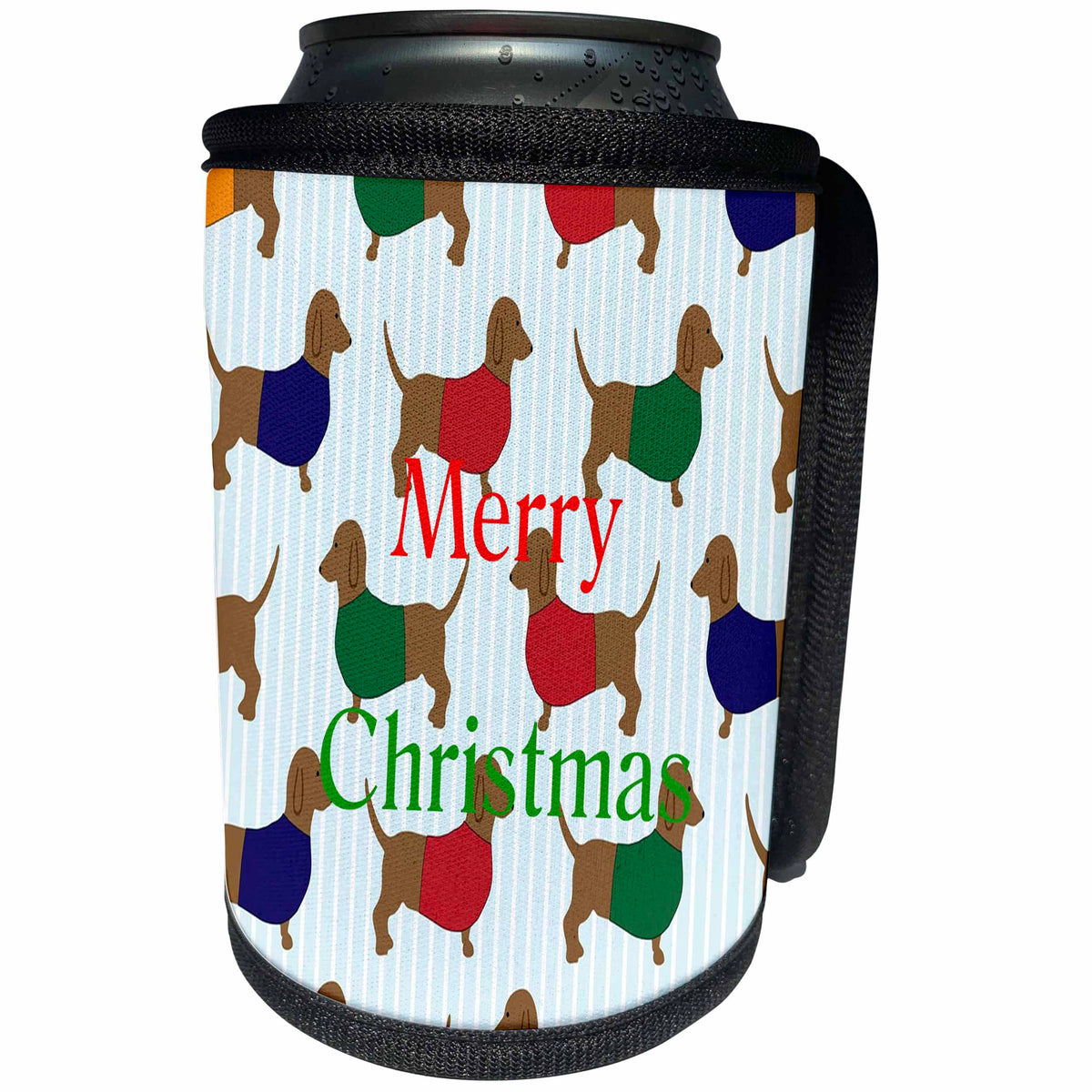 3dRose Florene Doggie Christmas - Image of Doggie Christmas Toss Pattern - Can Cooler Bottle Wrap (cc_252557)