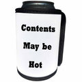 3dRose Florene Humorous Instructions - Image of Funny Sign Says Contents May Be Hot - Can Cooler Bottle Wrap (cc_252570)