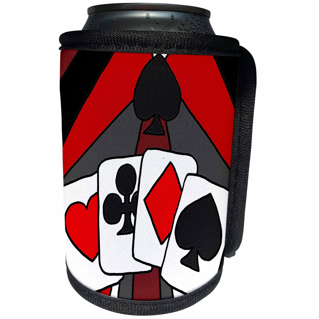 3dRose All Smiles Art Sports and Hobbies - Fun Playing Cards Abstract Art - Can Cooler Bottle Wrap (cc_252598)