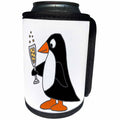 3dRose All Smiles Art Birds - Cool Penguin Drinking Glass of Champagne - Can Cooler Bottle Wrap (cc_252602)