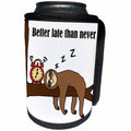 3dRose All Smiles Art Funny - Funny Cute Sloth Sleeping says Better Late than Never - Can Cooler Bottle Wrap (cc_252604)