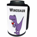 3dRose All Smiles Art Food and Drink - Funny Purple Trex Dinosaur Drinking wine is a Winosaur - Can Cooler Bottle Wrap (cc_252605)