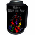 3dRose All Smiles Art Music - Fun Musical instruments art says Whatever floats your note - Can Cooler Bottle Wrap (cc_252611)