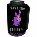3dRose All Smiles Art Funny - Save the Chubby Unicorns Funny Purple Baby Rhino - Can Cooler Bottle Wrap (cc_252612)