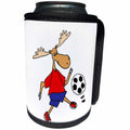 3dRose All Smiles Art Sports and Hobbies - Funny Moose Playing Soccer or Football - Can Cooler Bottle Wrap (cc_252616)
