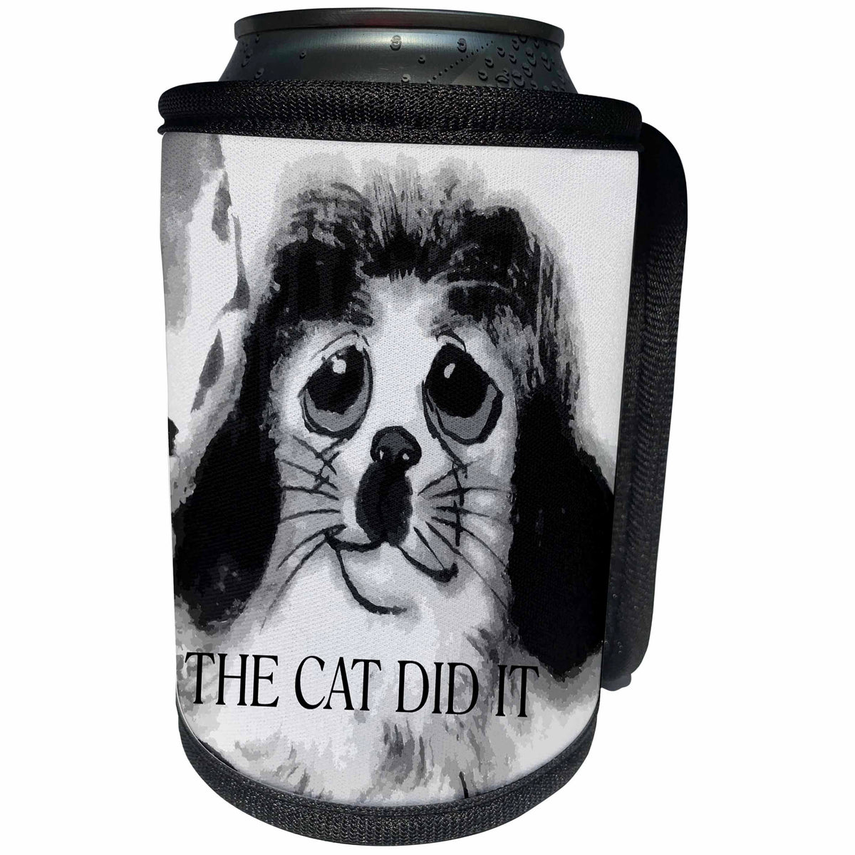 3dRose Florene Humor II - Image of Dog Sketch Says the Cat Did It - Can Cooler Bottle Wrap (cc_252623)