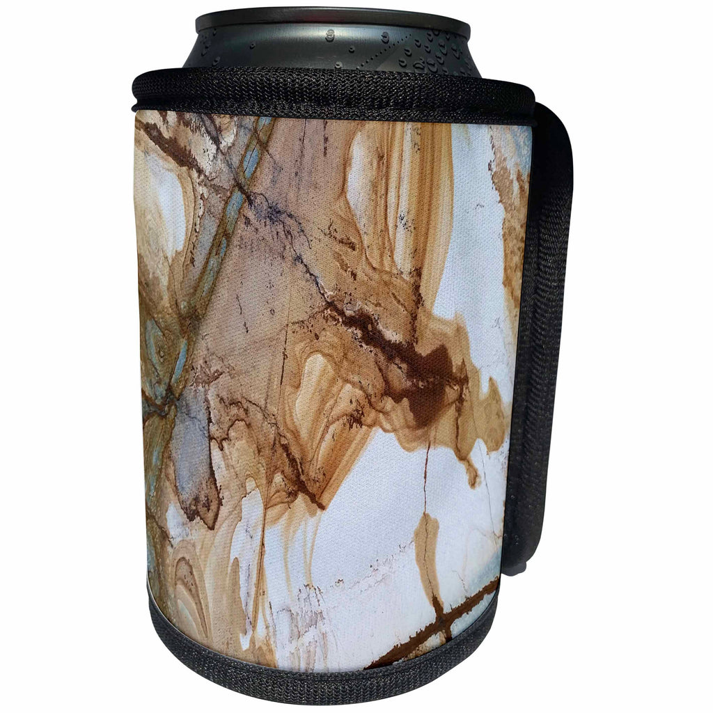 3dRose Florene Granite And Marble Abstracts - Image of Blue And Tan Granite - Can Cooler Bottle Wrap (cc_252630)