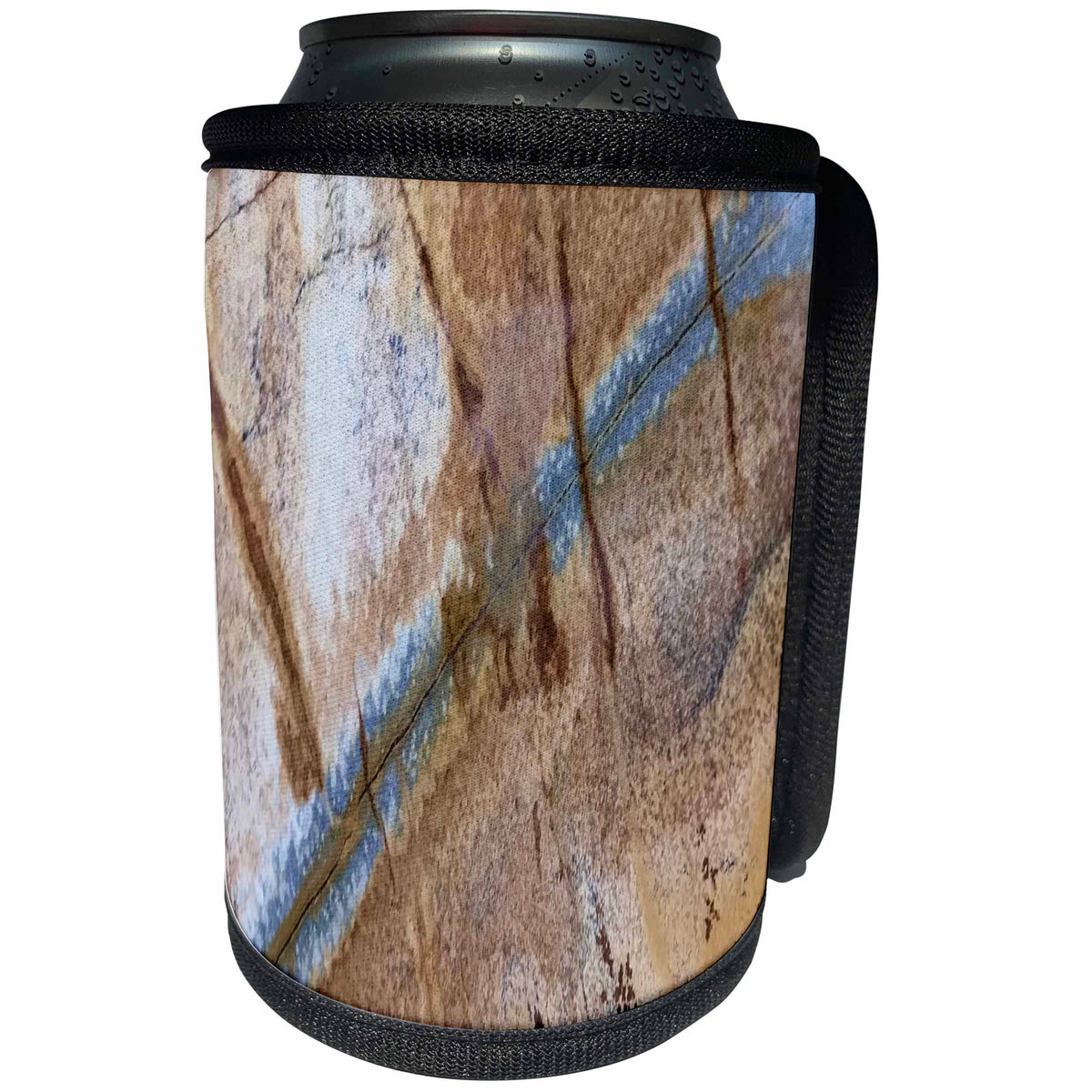 3dRose Florene Granite And Marble Abstracts - Image of Tan And Blue Granite - Can Cooler Bottle Wrap (cc_252631)