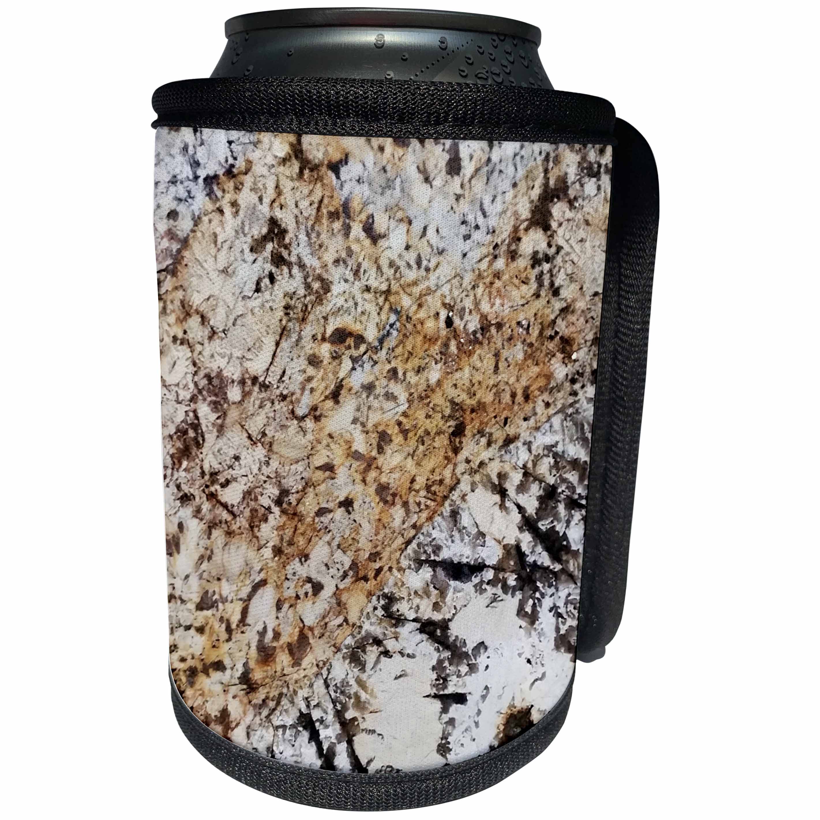 3dRose Florene Granite And Marble Abstracts - Image of Black Brown And White Granite - Can Cooler Bottle Wrap (cc_252632)