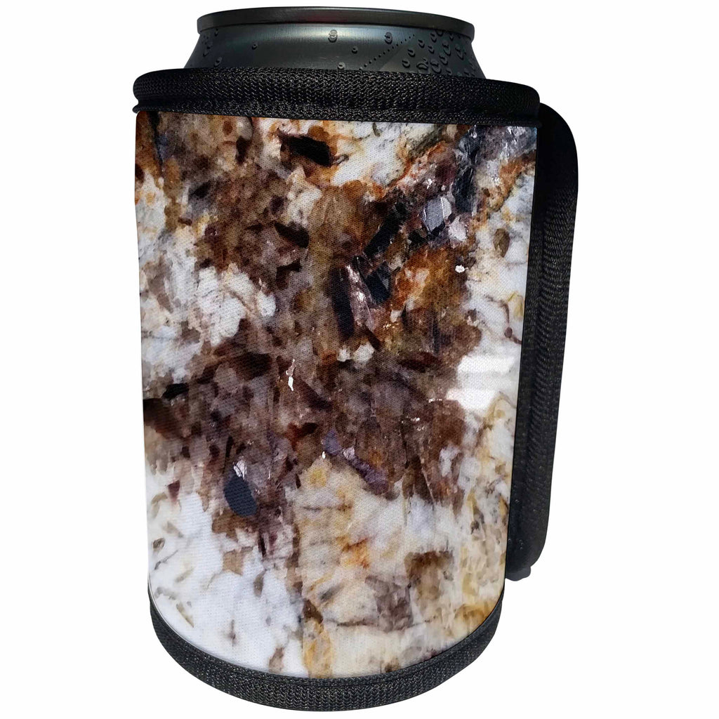 3dRose Florene Granite And Marble Abstracts - Image of Brown And White Granite - Can Cooler Bottle Wrap (cc_252639)