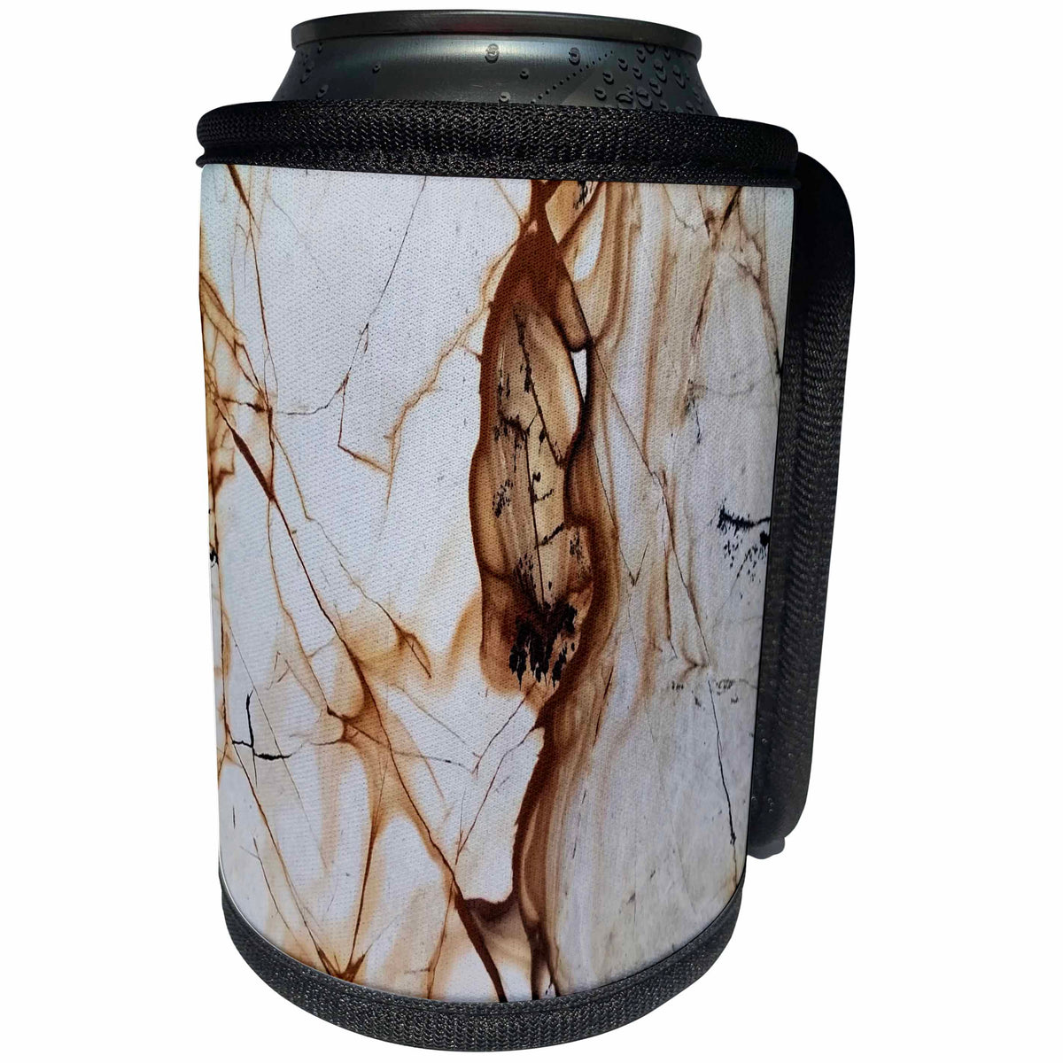 3dRose Florene Granite And Marble Abstracts - Image of Brown And White Abstract Granite - Can Cooler Bottle Wrap (cc_252644)