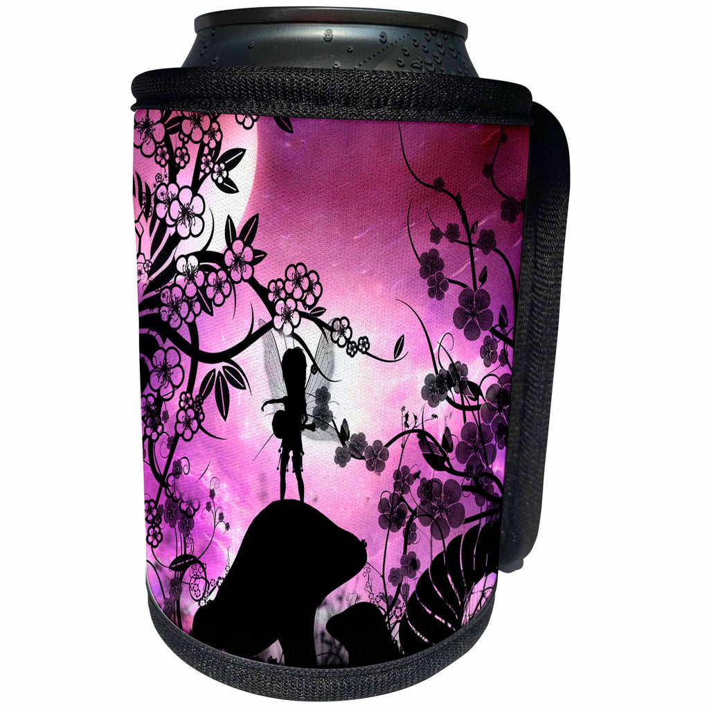 3dRose Heike Köhnen Design Fairies Fairytale - Cute playing fairy in a fantasy wood - Can Cooler Bottle Wrap (cc_252729)