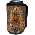 3dRose Heike Köhnen Design Steampunk - Steampunk, heart and gears rusty metal - Can Cooler Bottle Wrap (cc_252732)