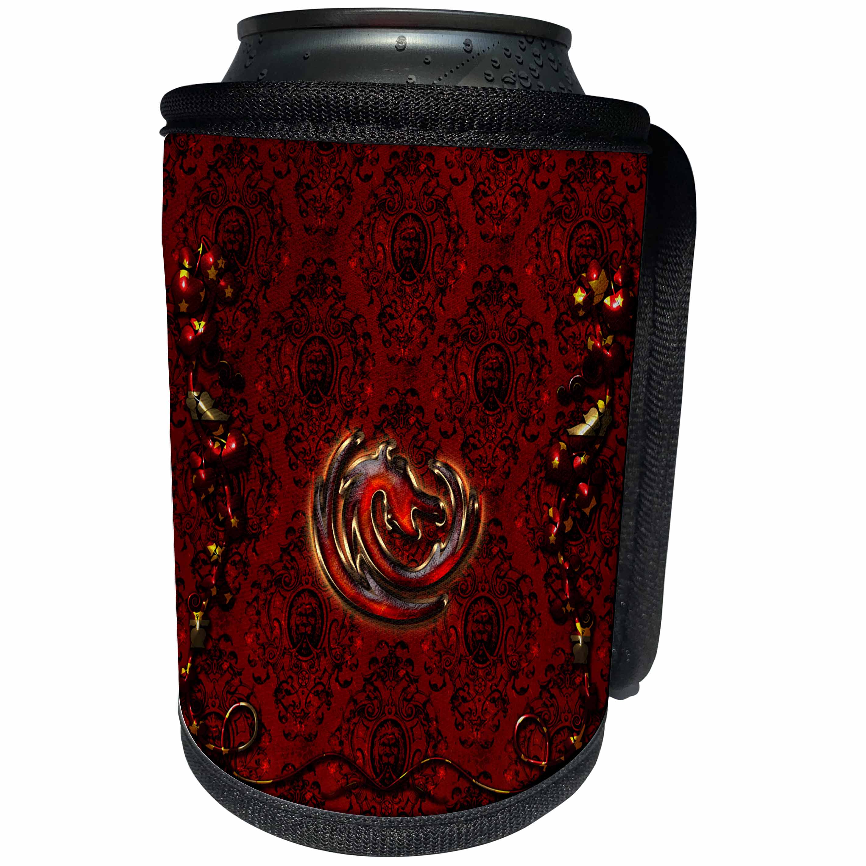 3dRose Heike Köhnen Design Fantasy - The dragon in red and gold - Can Cooler Bottle Wrap (cc_252748)