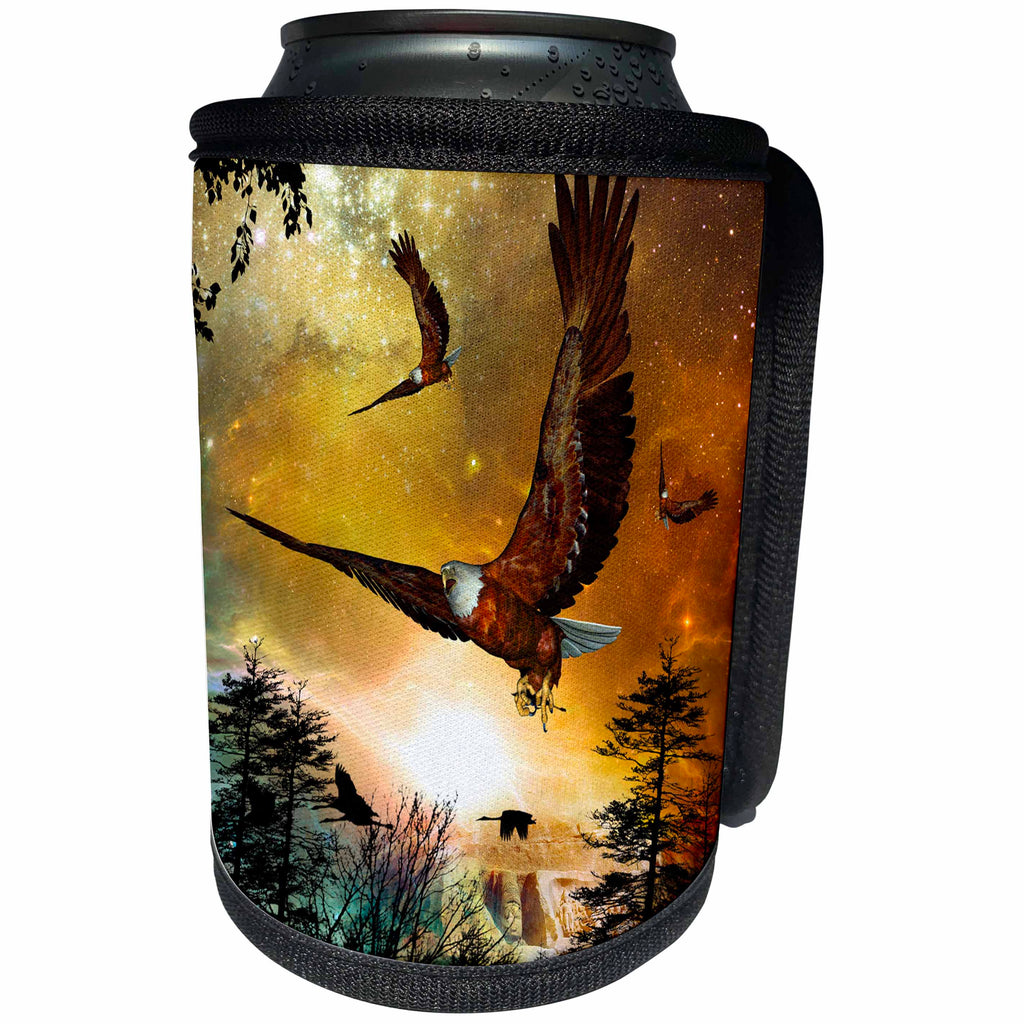 3dRose Heike Köhnen Design Animal Bird - Awesome flying eagle - Can Cooler Bottle Wrap (cc_252750)