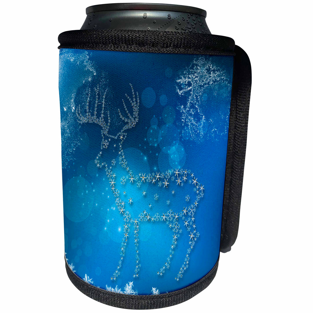 3dRose Heike Köhnen Design Holiday Christmas - Christmas, reindeer made of snowflakes - Can Cooler Bottle Wrap (cc_252753)