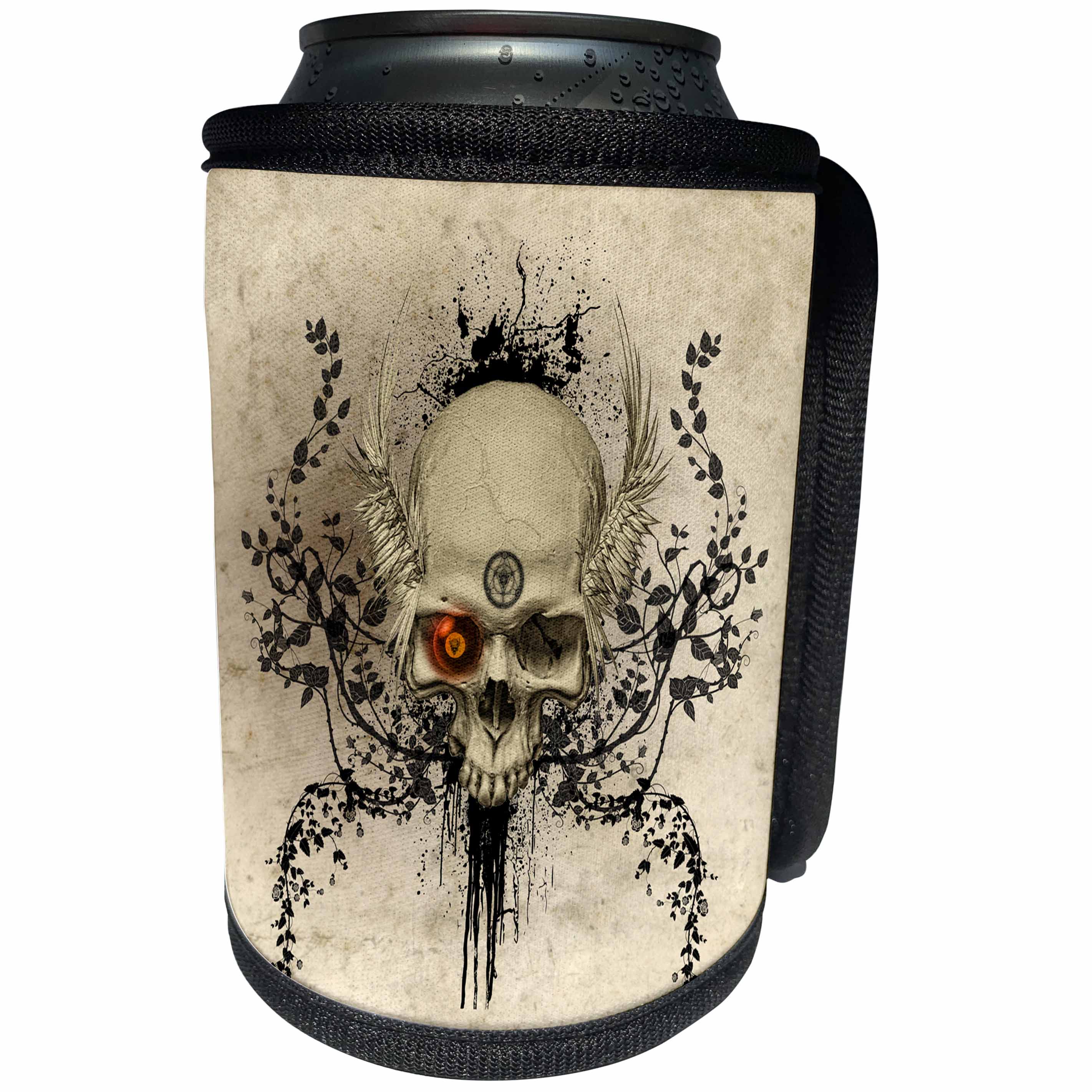 3dRose Heike Köhnen Design Skull - Amazing skull with wings and grunge - Can Cooler Bottle Wrap (cc_252754)