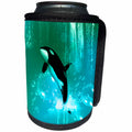 3dRose Heike Köhnen Design Animal Orca - Beautiful orca with bubbles and wave - Can Cooler Bottle Wrap (cc_252758)