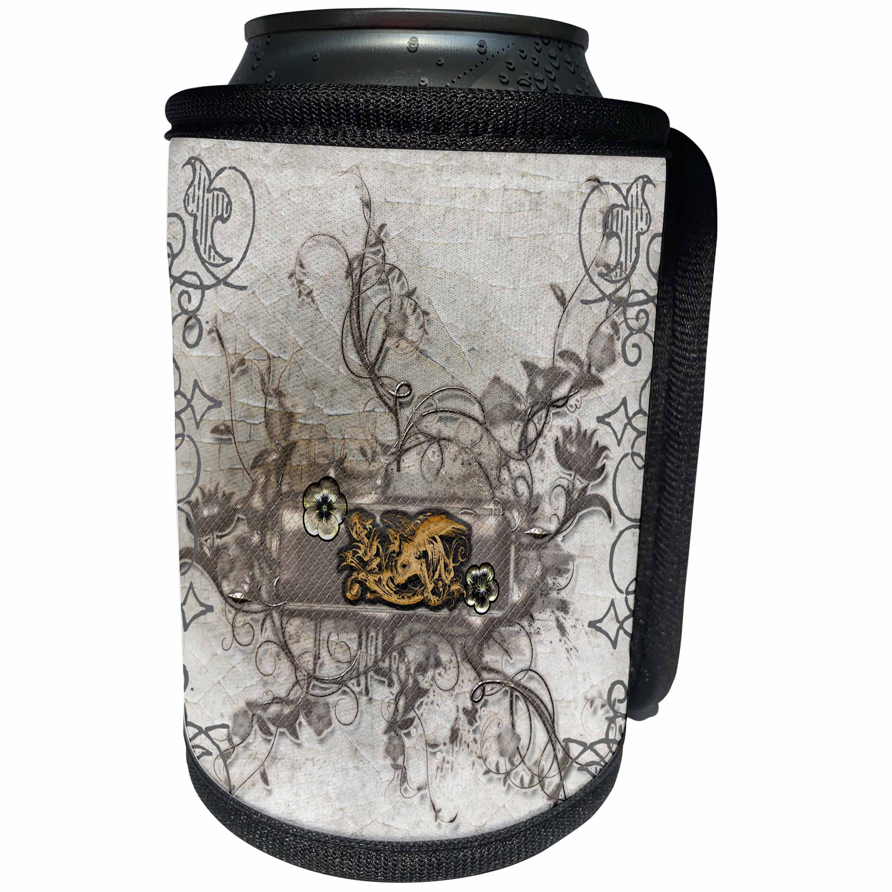 3dRose Heike Köhnen Design Fantasy - The dragon with floral elements - Can Cooler Bottle Wrap (cc_252759)