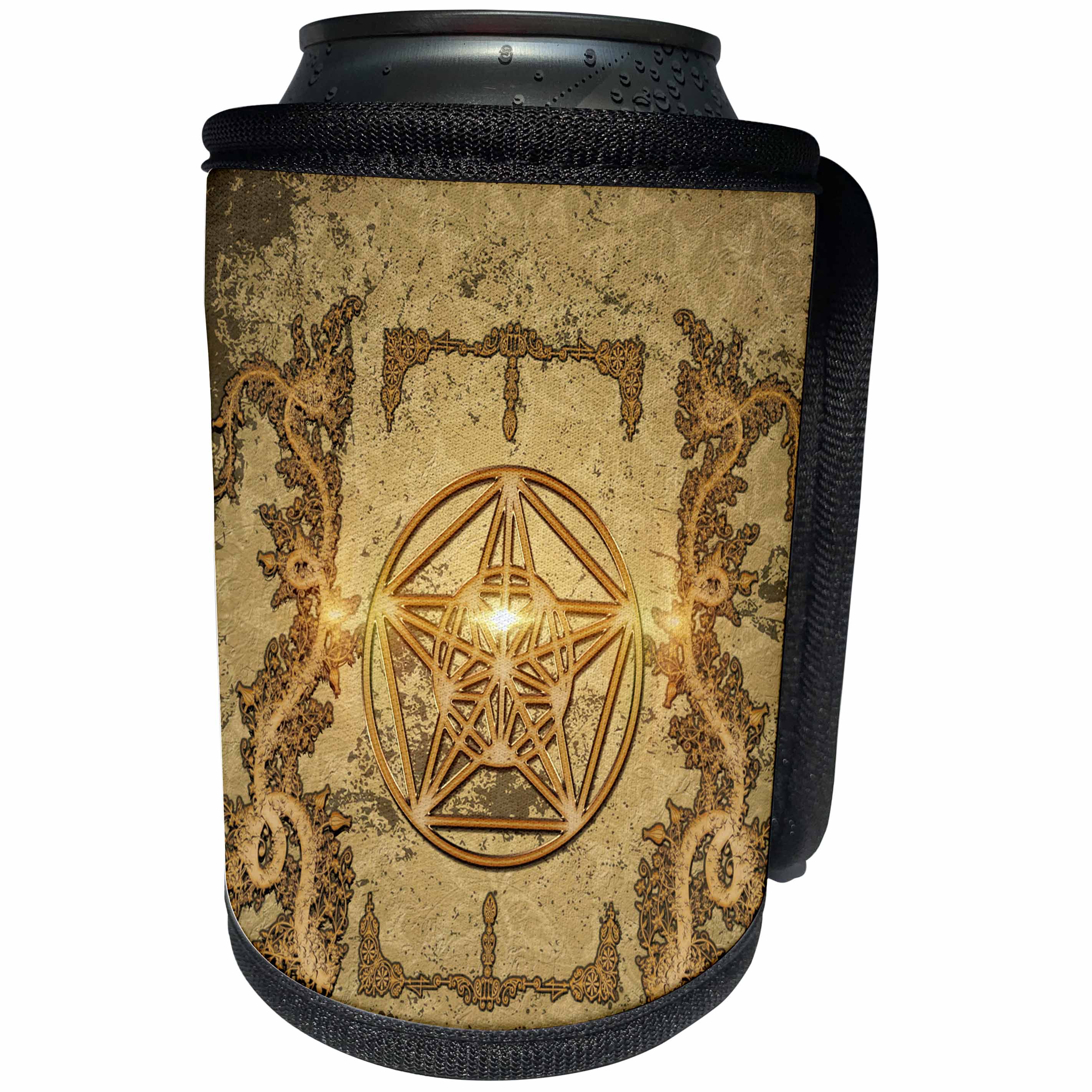 3dRose Heike Köhnen Design Fantasy - The pentagram with floral elements - Can Cooler Bottle Wrap (cc_252762)