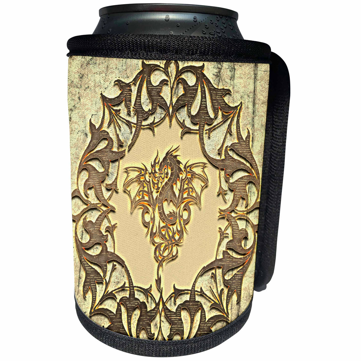 3dRose Heike Köhnen Design Fantasy - Wonderful dragon with tribal - Can Cooler Bottle Wrap (cc_252763)
