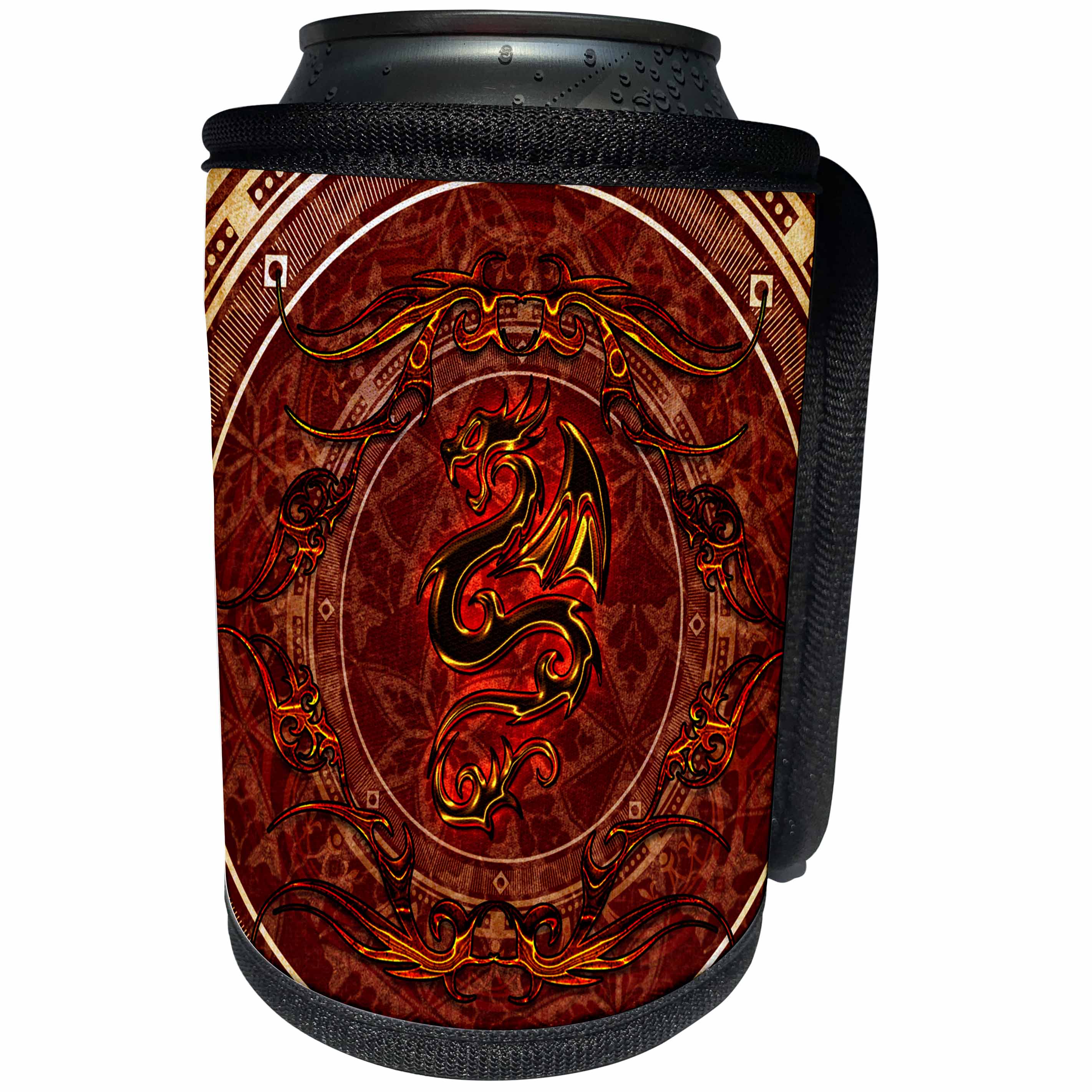 3dRose Heike Köhnen Design Fantasy - Amazing dragon made of tribal - Can Cooler Bottle Wrap (cc_252764)