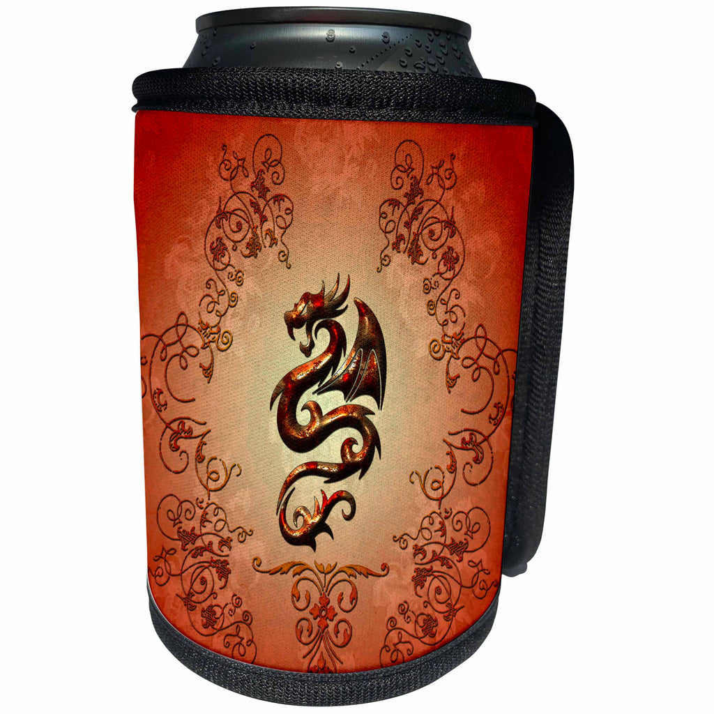 3dRose Heike Köhnen Design Fantasy - The Chinese dragon with floral elements - Can Cooler Bottle Wrap (cc_252768)