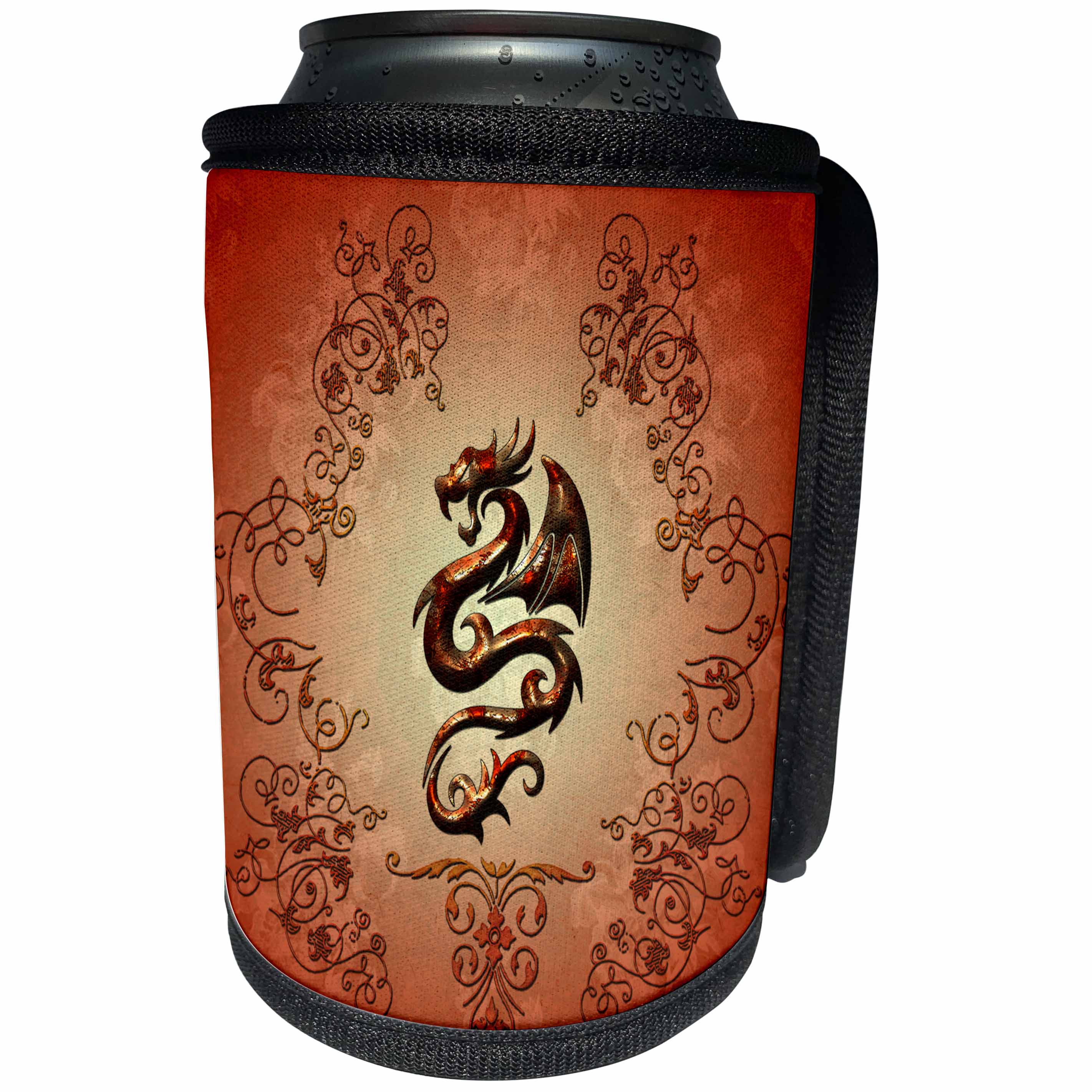 3dRose Heike Köhnen Design Fantasy - The Chinese dragon with floral elements - Can Cooler Bottle Wrap (cc_252768)