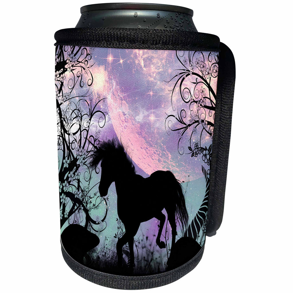 3dRose Heike Köhnen Design Fantasy - Beautiful unicorn in the sunset - Can Cooler Bottle Wrap (cc_252771)