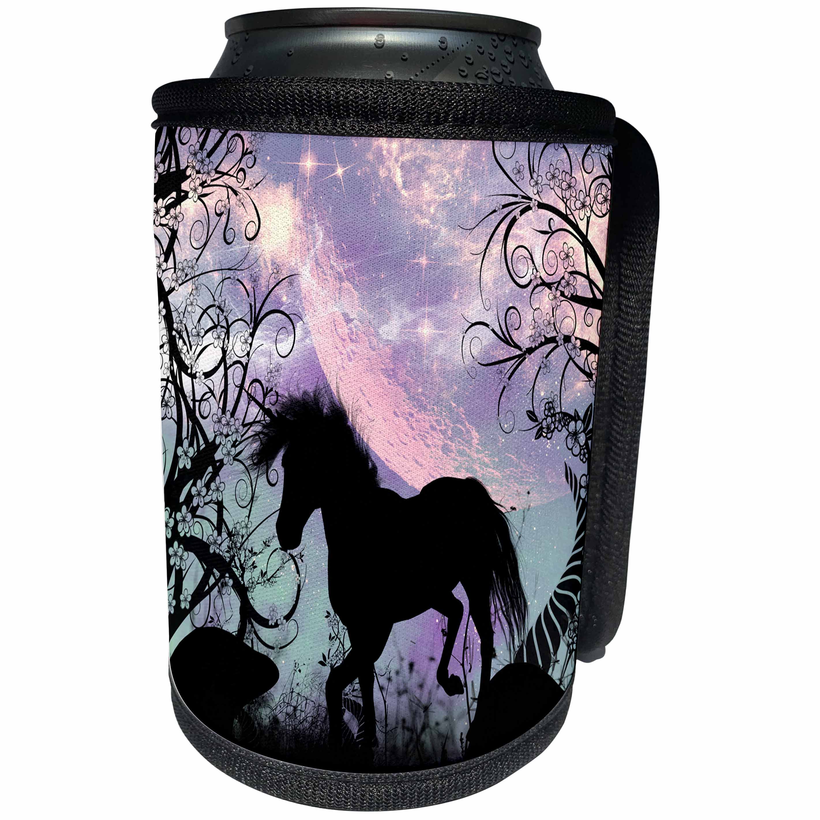 3dRose Heike Köhnen Design Fantasy - Beautiful unicorn in the sunset - Can Cooler Bottle Wrap (cc_252771)