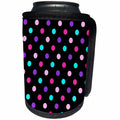3dRose Anne Marie Baugh - Dots - Pink, Purple, Aqua Dots On A Black Background - Can Cooler Bottle Wrap (cc_252783)