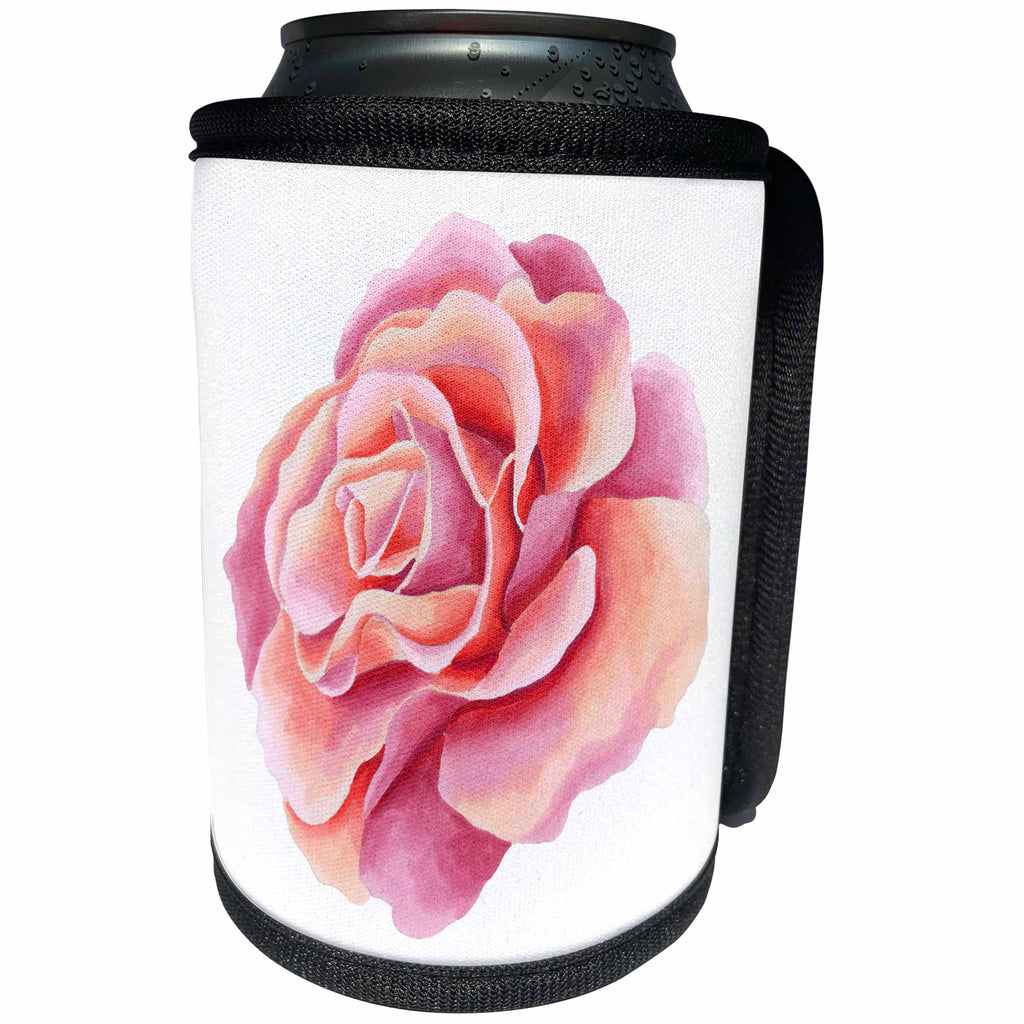3dRose Anne Marie Baugh - Watercolor - Pretty Pink Watercolor Rose Flower - Can Cooler Bottle Wrap (cc_252793)