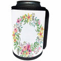 3dRose Anne Marie Baugh - Watercolor - Pretty Yellow, Pink, Purple, and Green Watercolor Floral Wreath - Can Cooler Bottle Wrap (cc_252800)