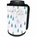 3dRose Anne Marie Baugh - Watercolor - Cute Watercolor Clouds and Big Rain Drops - Can Cooler Bottle Wrap (cc_252807)