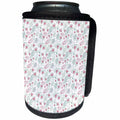 3dRose Anne Marie Baugh - Watercolor - Pretty Pink and Green Small Print Flower Pattern - Can Cooler Bottle Wrap (cc_252813)