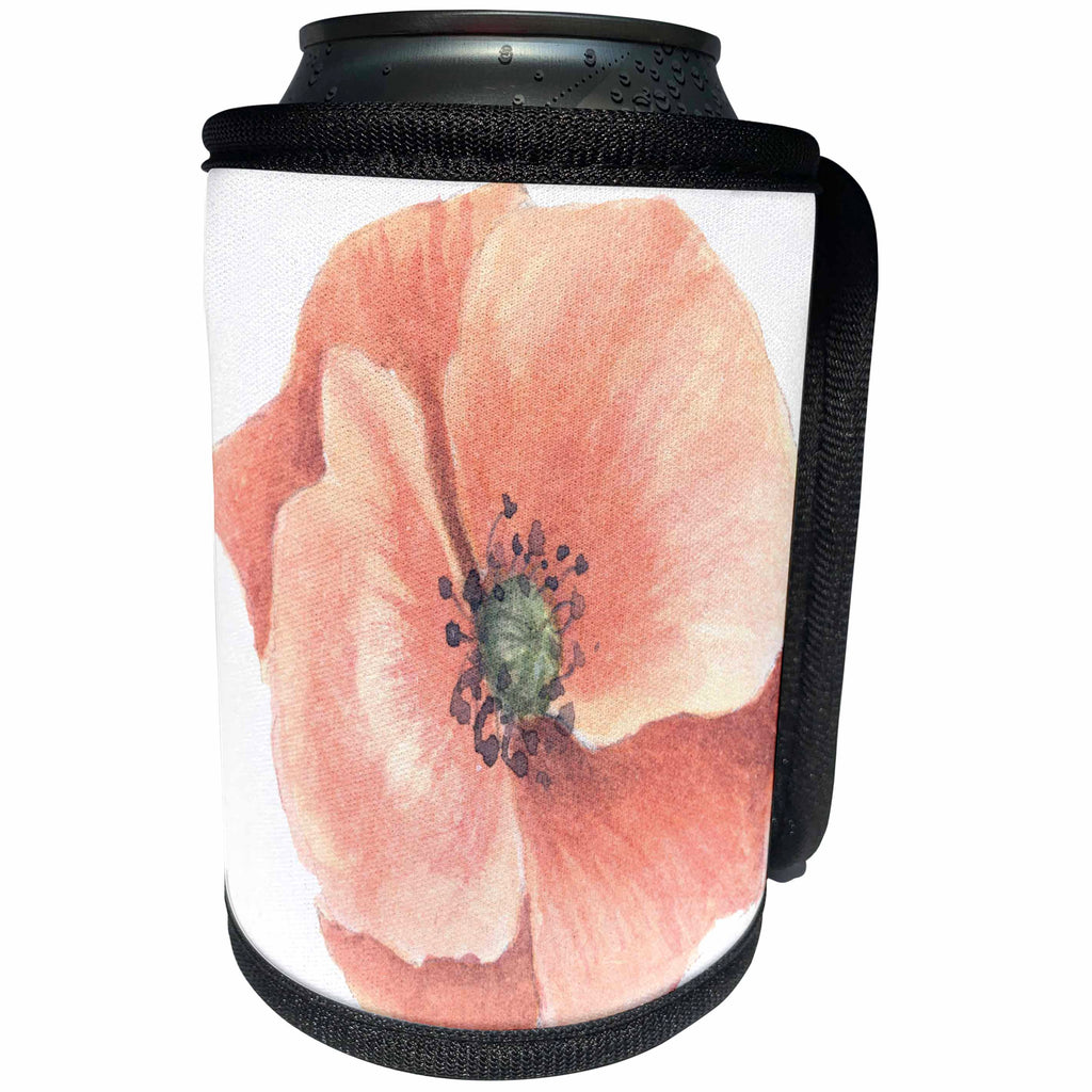 3dRose Anne Marie Baugh -Watercolor - Cute Watercolor Peach Pansy Flower - Can Cooler Bottle Wrap (cc_252815)
