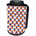 3dRose Anne Marie Baugh - Nautical - Watercolor Blue and Orange Sailboat Pattern - Can Cooler Bottle Wrap (cc_252824)