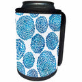 3dRose Anne Marie Baugh - Flowers - Pretty Bright Blue and White Watercolor Mum Flowers Pattern - Can Cooler Bottle Wrap (cc_252839)