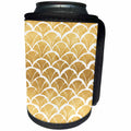 3dRose Anne Marie Baugh - Patterns - Contemporary Gold and White Japanese Fan Pattern - Can Cooler Bottle Wrap (cc_252842)