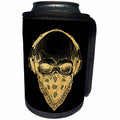 3dRose Anne Marie Baugh - Skulls - Gold and Black Bandana Skull On A Black Background - Can Cooler Bottle Wrap (cc_252855)